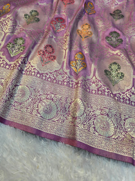 Premium Pashmina Silk Silver Zari Saree
