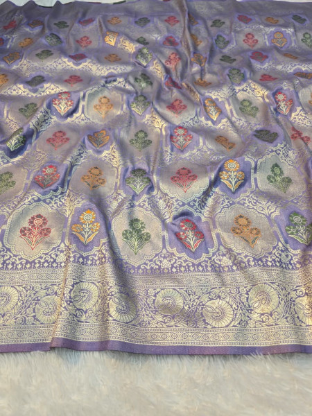 Premium Pashmina Silk Silver Zari Saree