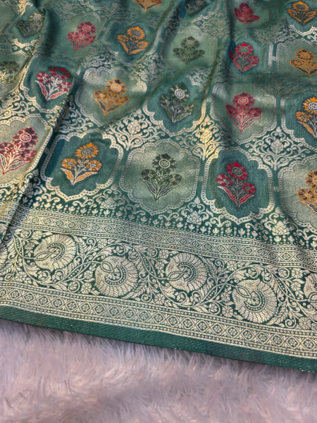 Premium Pashmina Silk Silver Zari Saree