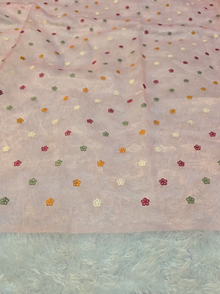 Premium Kora Organza Silk Multi Colour Embroidery