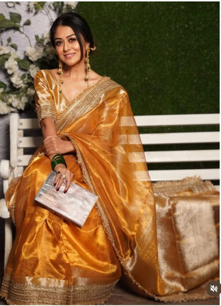 Banarasi tissue silk saree with designer lace