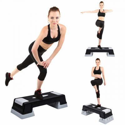 B Fit 2-in-1 Adjustable Aerobic Step Platform Fitness Exercise Stepper ...