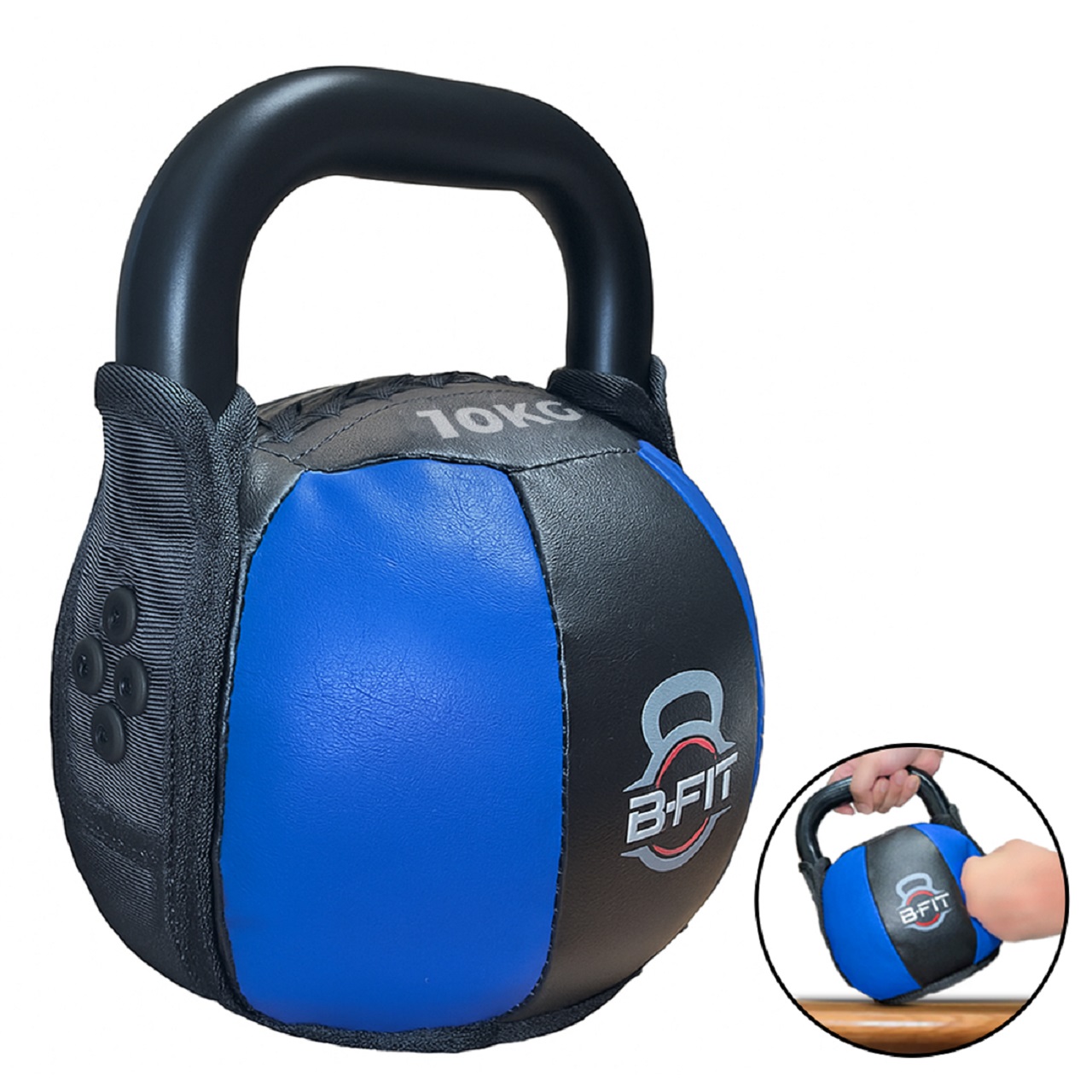 B Fit PU Leather Premium Soft Kettlebell 10 Kg with Handle for Weightlifting Conditioning Strength and core Training