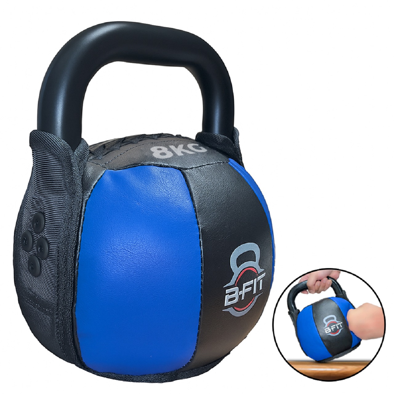 B Fit PU Leather Premium Soft Kettlebell 8 Kg with Handle for Weightlifting Conditioning Strength and core Training