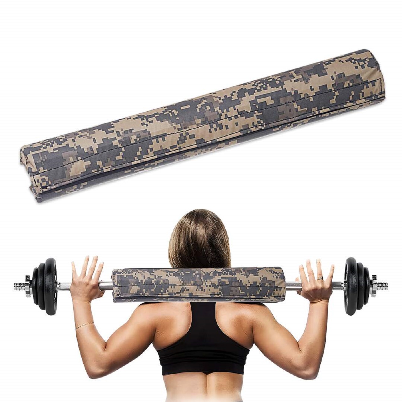 B Fit 17 Inches Military Color Extra Thick Barbell Neck Pad and Shoulder Support for Weight Lifting Crossfit Powerlifting Fits Olympic Size Bars and a Smith Machine Bar