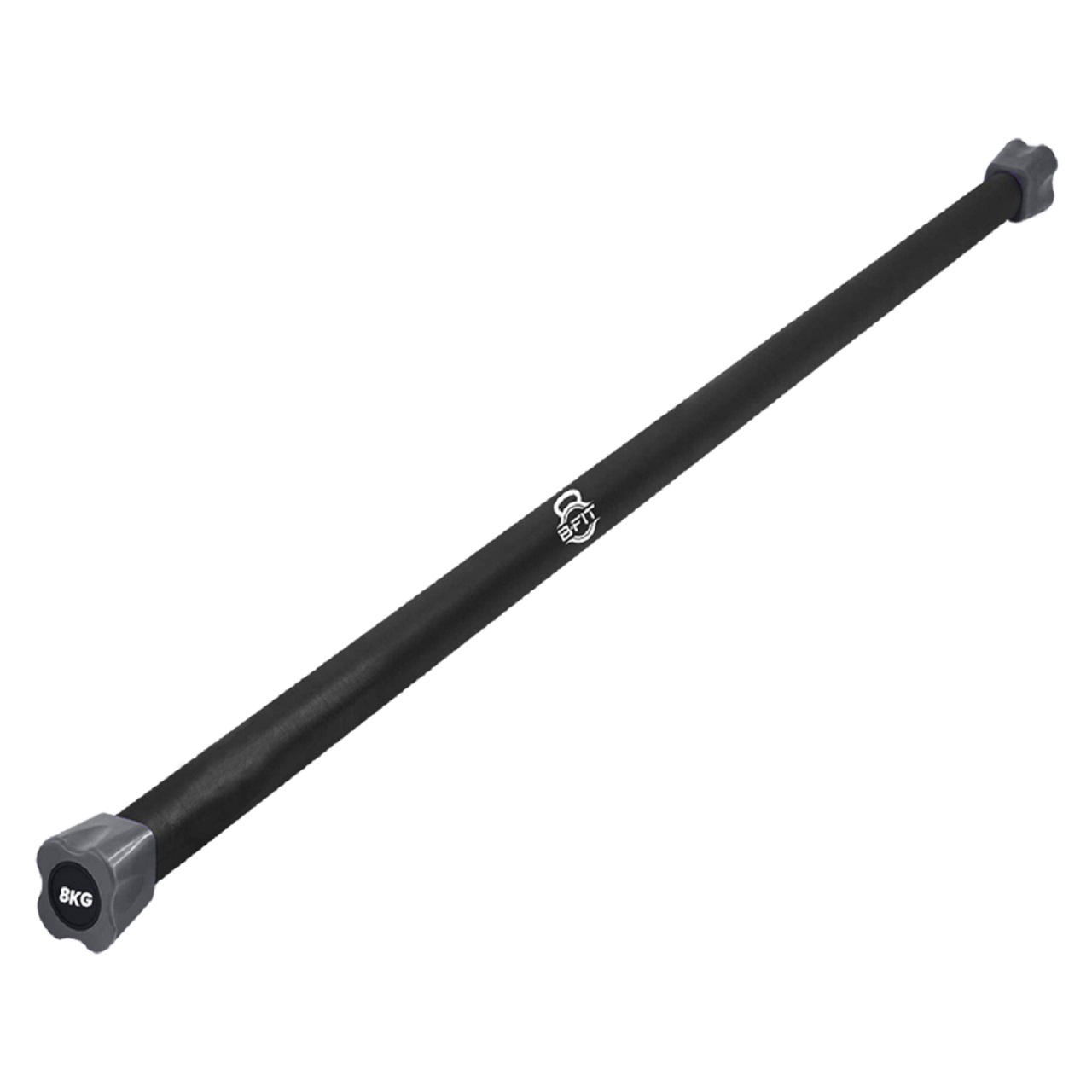 B Fit Weighted Workout Bar 8 Kg - Padded Foam 47 Heavy-Duty Solid Steel Exercise Bar for Physical Therapy Aerobics Yoga Pilates - Premium Equipment