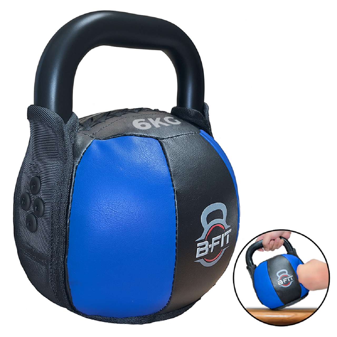 B Fit PU Leather Premium Soft Kettlebell 6 Kg with Handle for Weightlifting Conditioning Strength and core Training