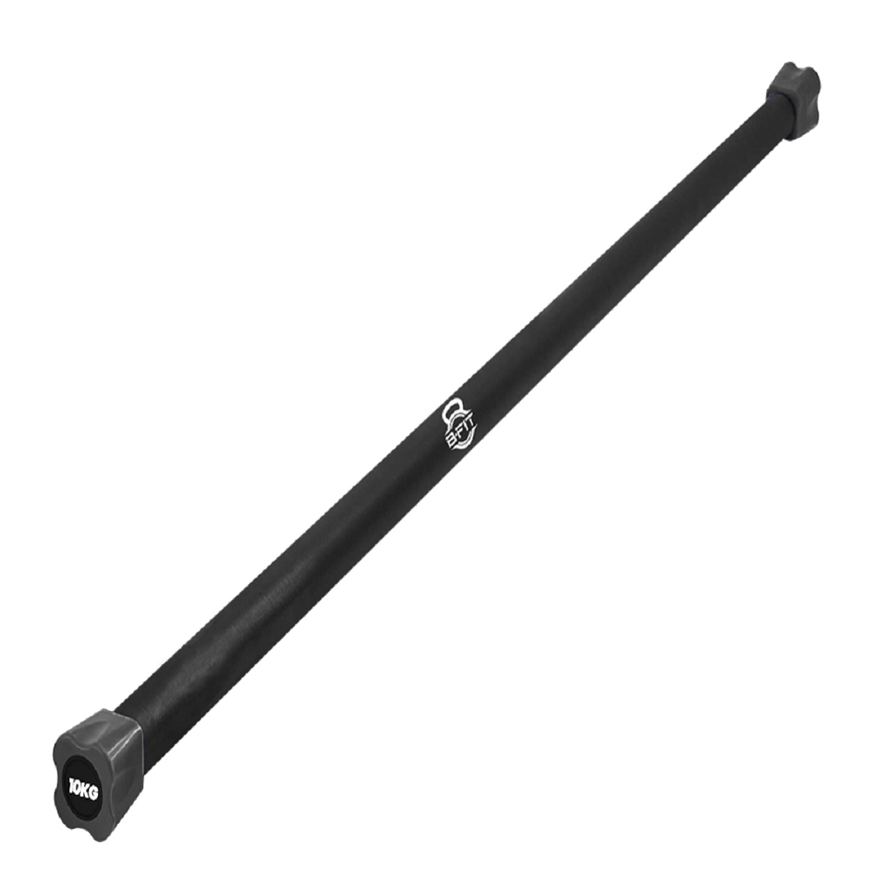 B Fit Weighted Workout Bar 10 Kg - Padded Foam 47 Heavy-Duty Solid Steel Exercise Bar for Physical Therapy Aerobics Yoga Pilates - Premium Equipment