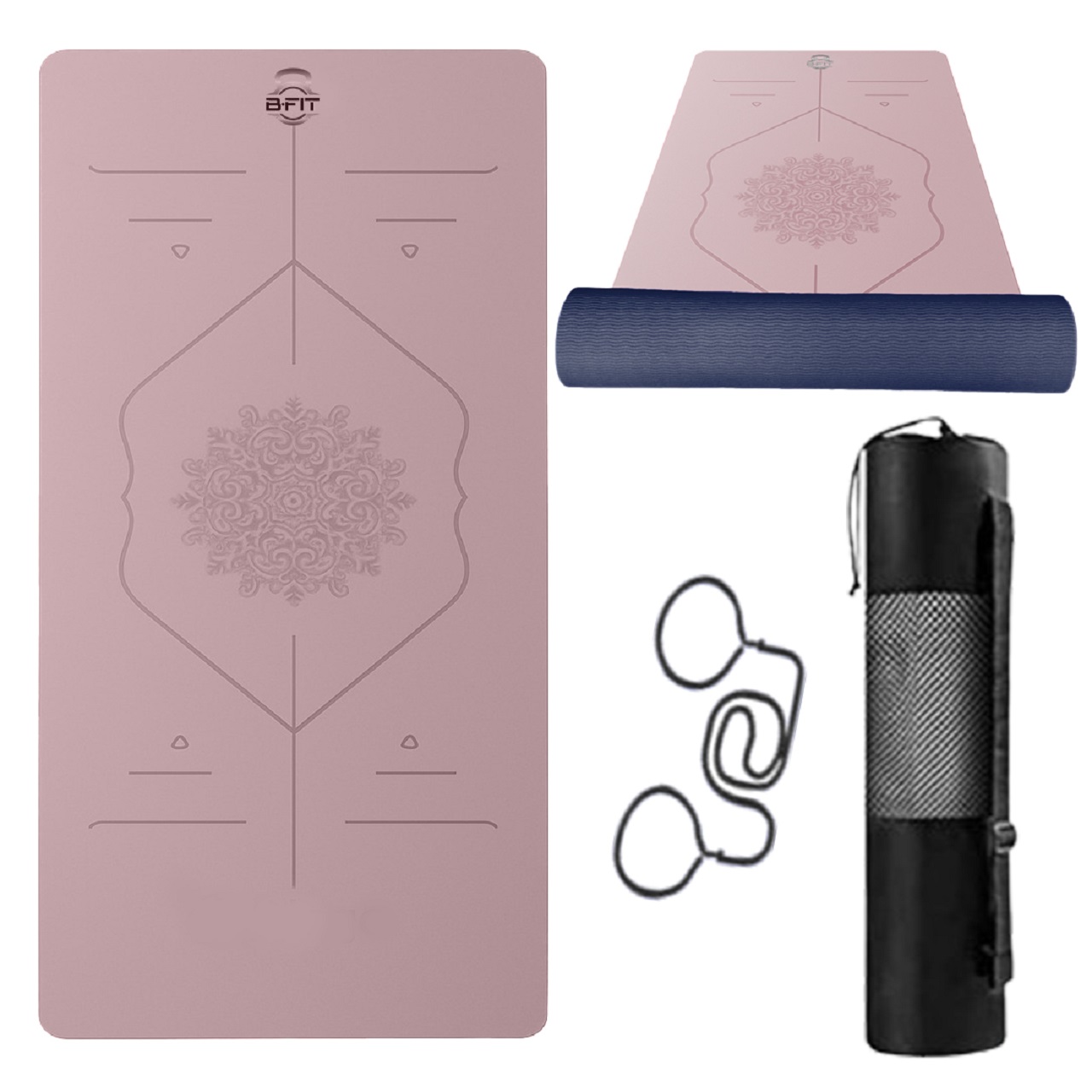 B Fit Extra Wide 36x72 Inch 9 MM Thick Premium TPE Yoga Mat with Alignment Printed Green-Black Color - Classic Pro Yoga Mat Eco Friendly Non Slip Fitness Exercise Mat with Smart Carry Bag-Workout Mat for Yoga Pilates and Floor Exercises