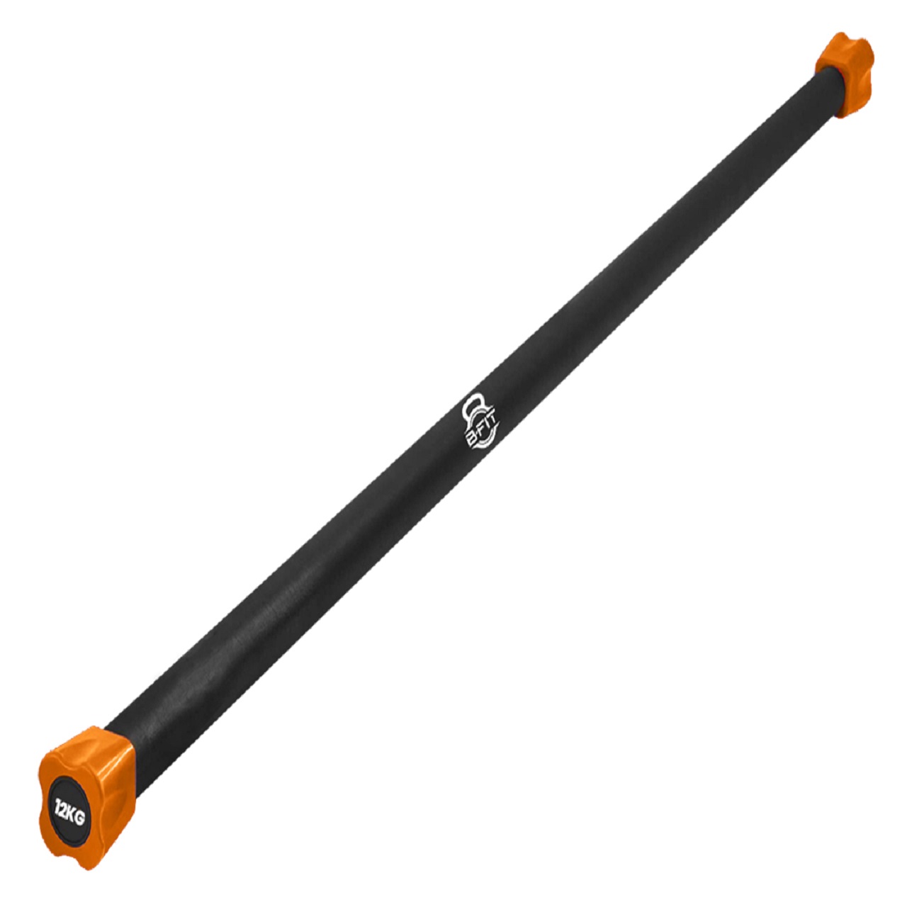 B Fit Weighted Workout Bar 12 Kg - Padded Foam 47 Heavy-Duty Solid Steel Exercise Bar for Physical Therapy Aerobics Yoga Pilates - Premium Equipment