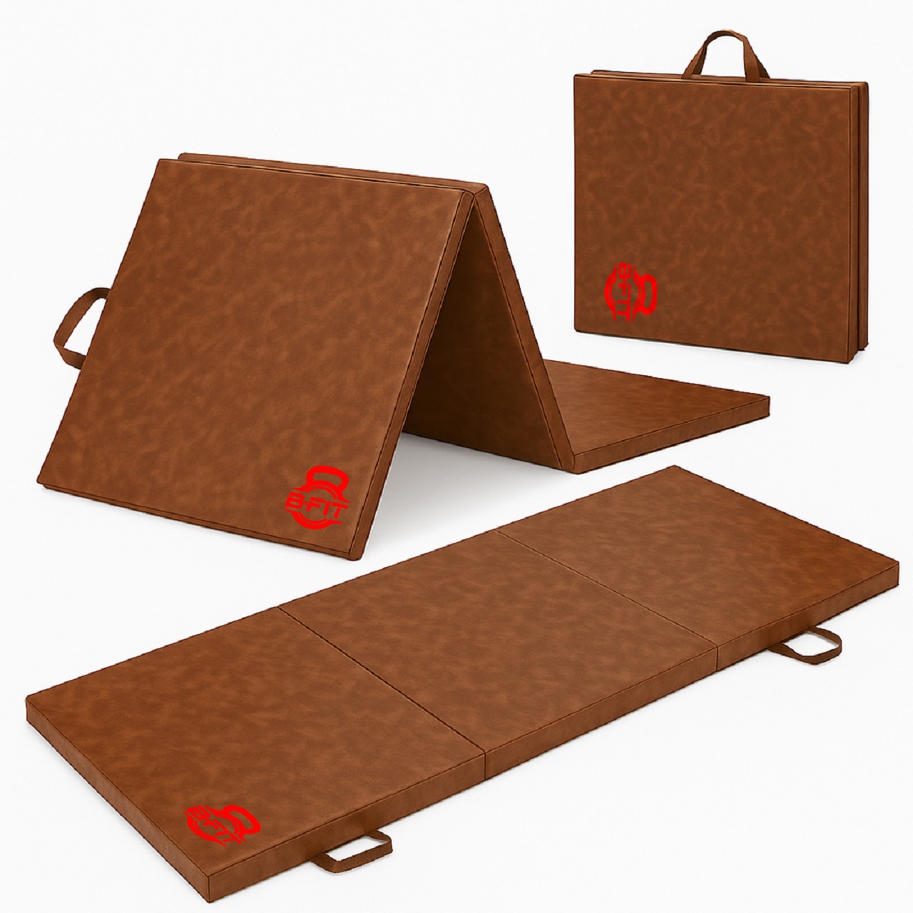 B Fit All Purpose Folding Anti Tear Exercise Training Aerobic Fitness Gym Gymnastics Balance Tri-foldMat