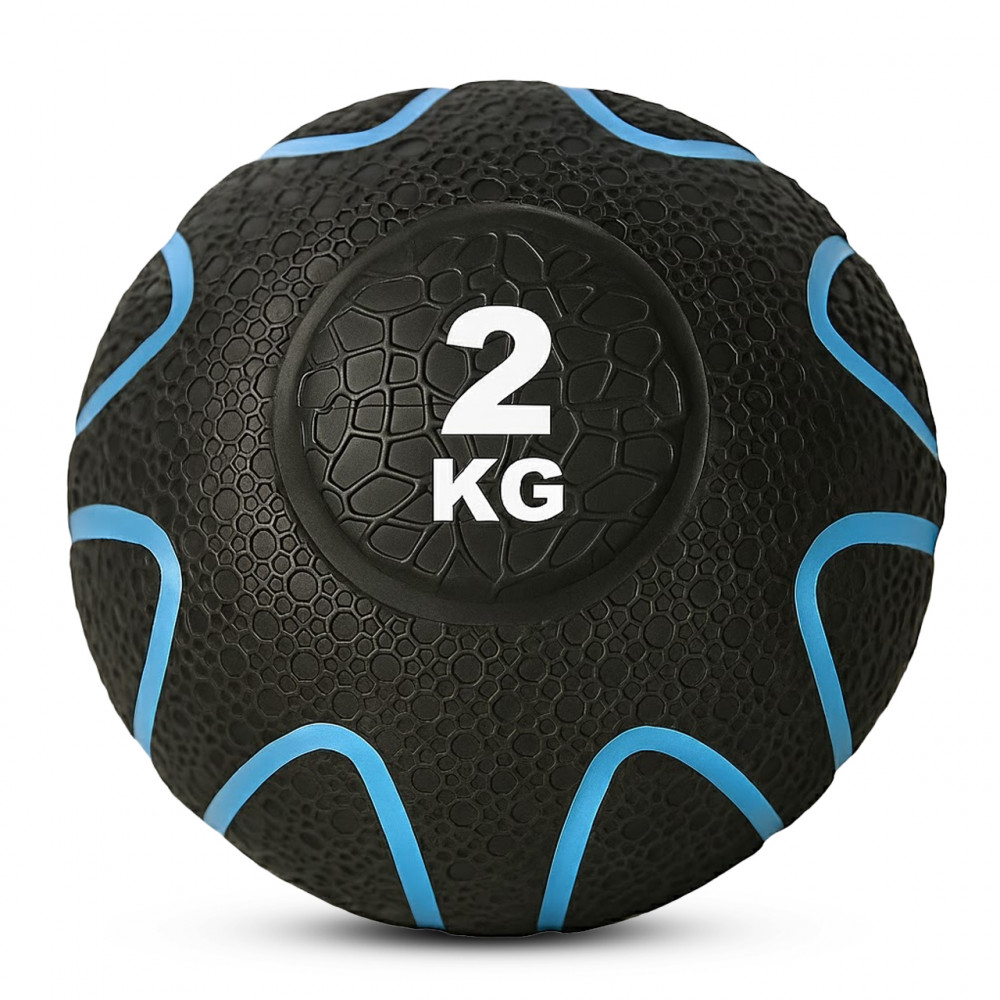 Image of B fit Virgin Rubber Medicine Ball 2 Kg with Dual Texture Grip, Weighted Medicine Ball for Workouts Exercise Balance Training, Core Strength, Balance and Coordination Exercise, Non-Slip Rubber Shell