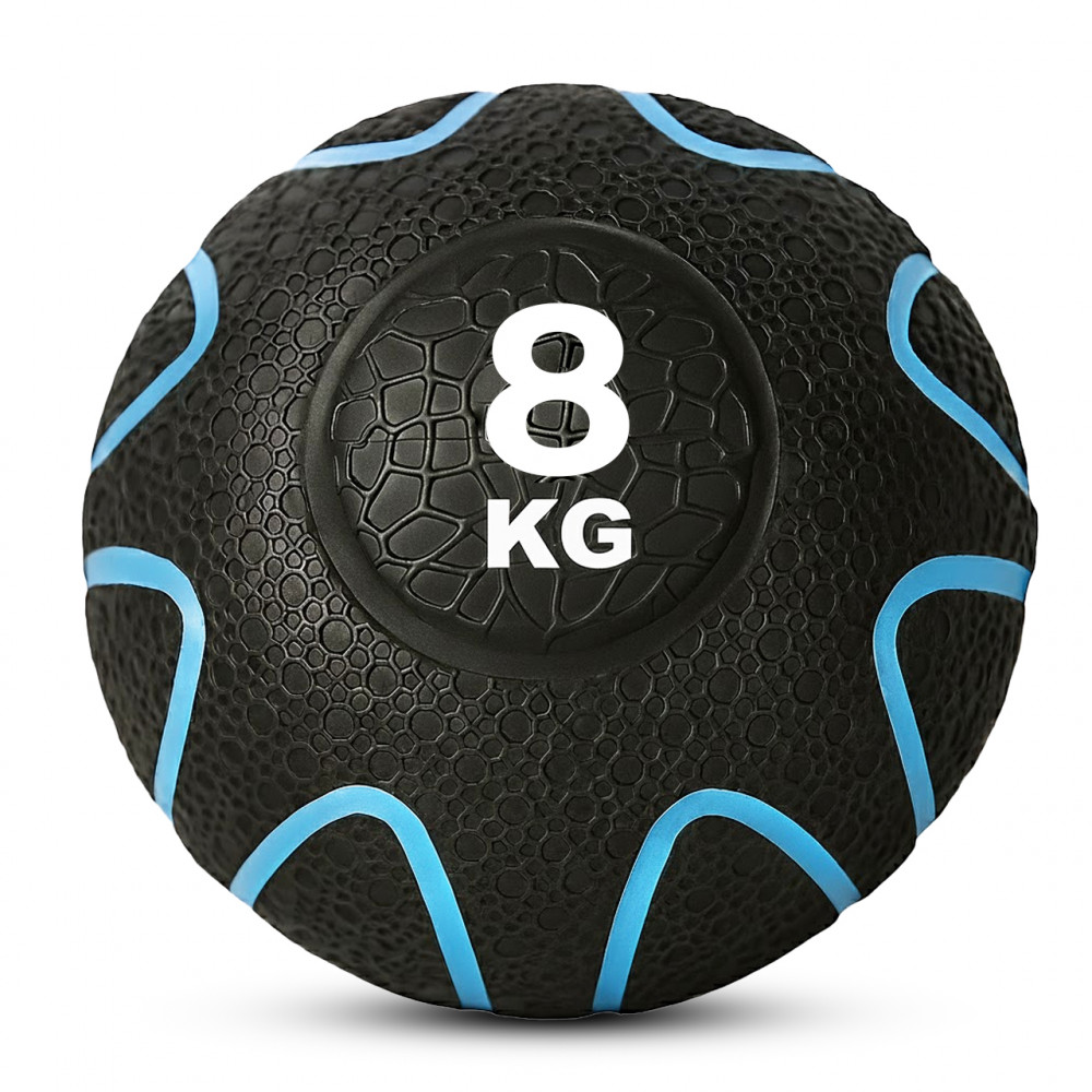 Image of B fit Virgin Rubber Medicine Ball 8 Kg with Dual Texture Grip, Weighted Medicine Ball for Workouts Exercise Balance Training, Core Strength, Balance and Coordination Exercise, Non-Slip Rubber Shell