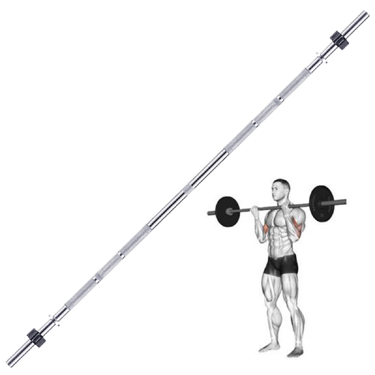 B Fit Weight Lifting Bar 5 Feet Dia 28 MM with Premium Collar pair