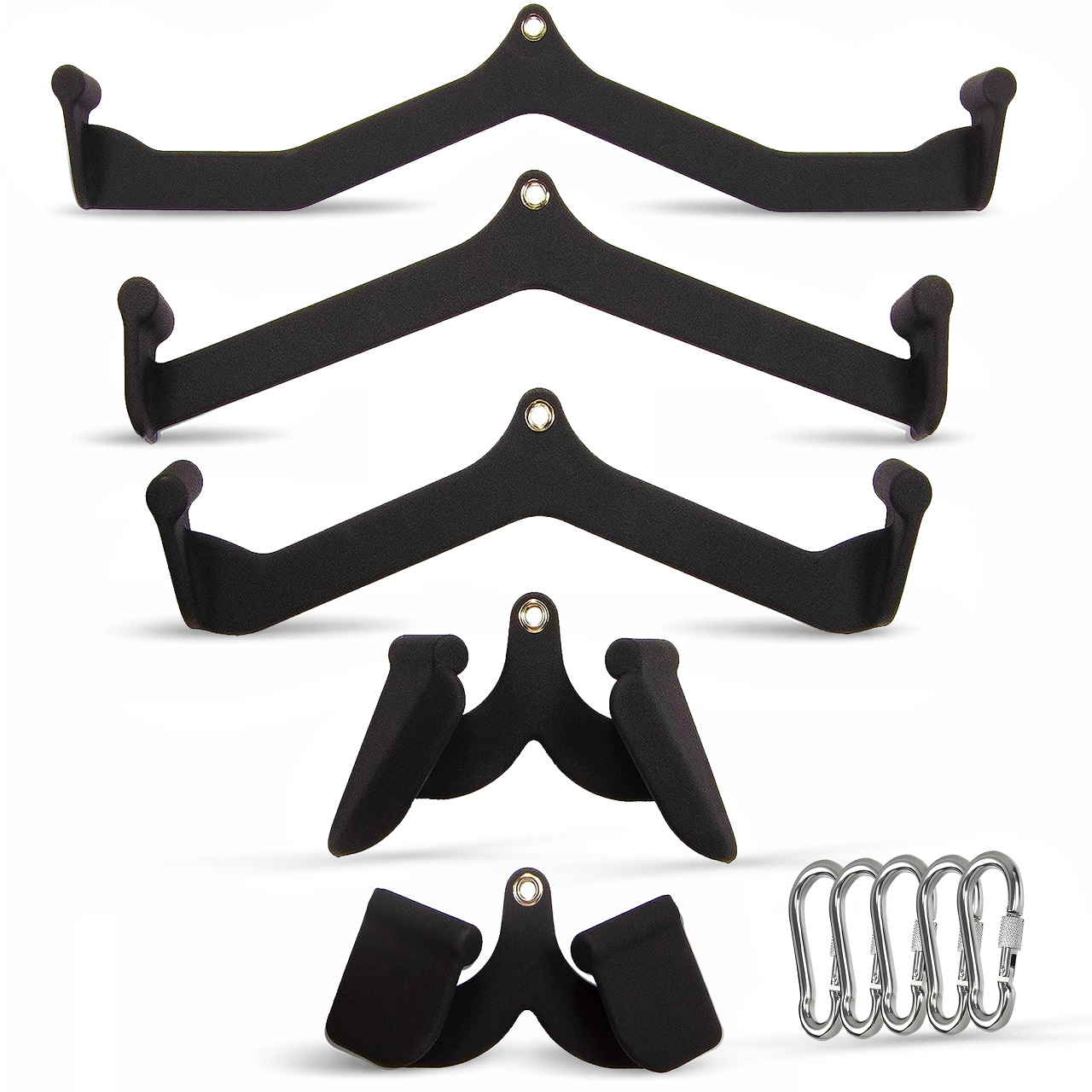 B Fit Mag Grip Set of 5 LAT Pull Down Bar for Cable Machine LAT Pulldown Attachments T Bar V Bar Cable Attachment Back Tricep Bar Strength Training Handle