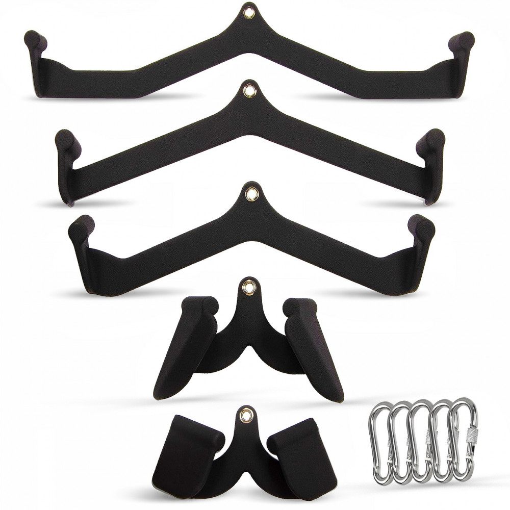 Image of B Fit Mag Grip Set of 5 LAT Pull Down Bar for Cable Machine, LAT Pulldown Attachments T Bar V Bar Cable Attachment, Back Tricep Bar Strength Training Handle