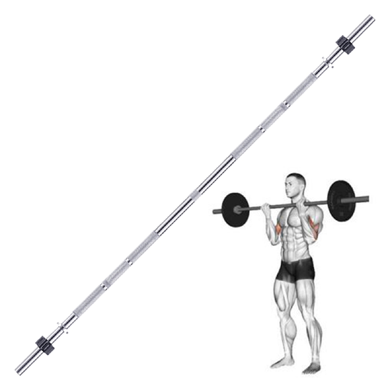 B Fit Weight Lifting Bar 4 Feet Dia 25 MM with Premium Collar pair