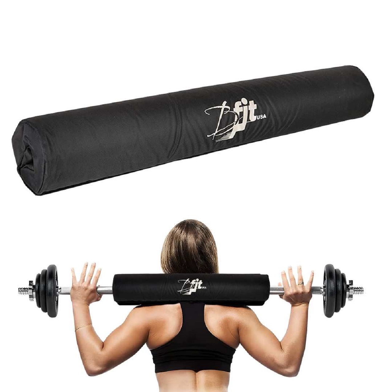 B Fit 17 Inches Black Color Extra Thick Barbell Neck Pad and Shoulder Support for Weight Lifting Crossfit Powerlifting Fits Olympic Size Bars and a Smith Machine Bar