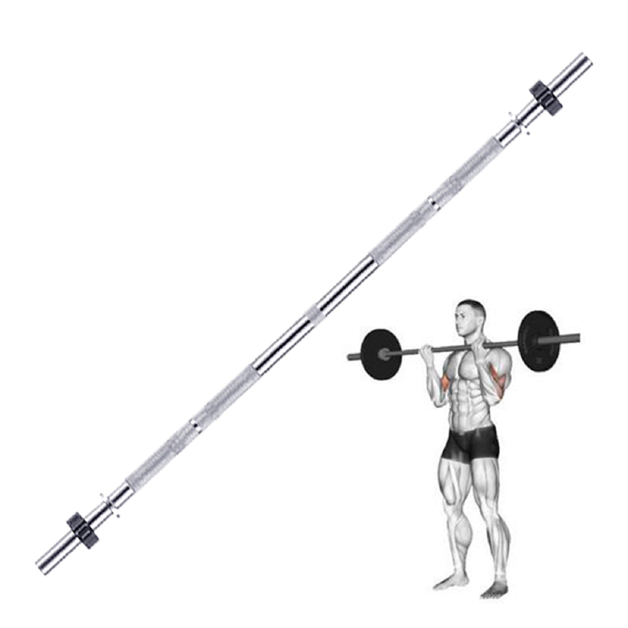B Fit Weight Lifting Bar 4 Feet Dia 28 MM with Premium Collar pair