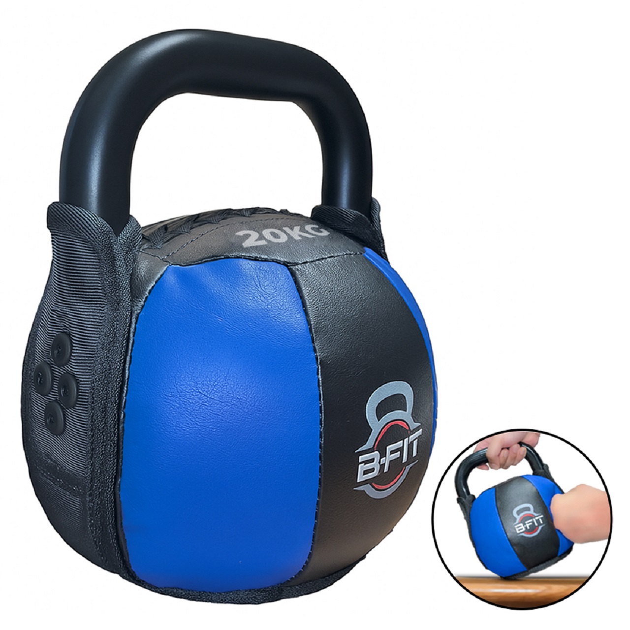 B Fit PU Leather Premium Soft Kettlebell 20 Kg with Handle for Weightlifting Conditioning Strength and core Training