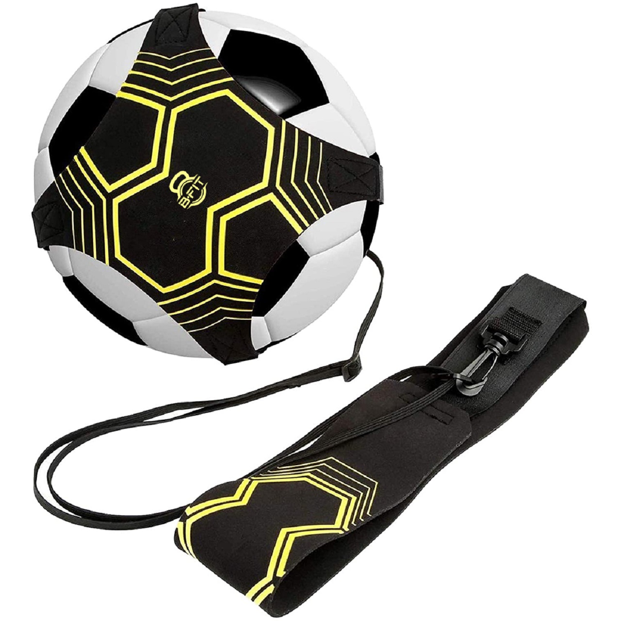 B Fit Soccer Football Training Belt Football Kick Trainer Soccer Training Aids Hands-Free Adjustable Solo Soccer Trainer