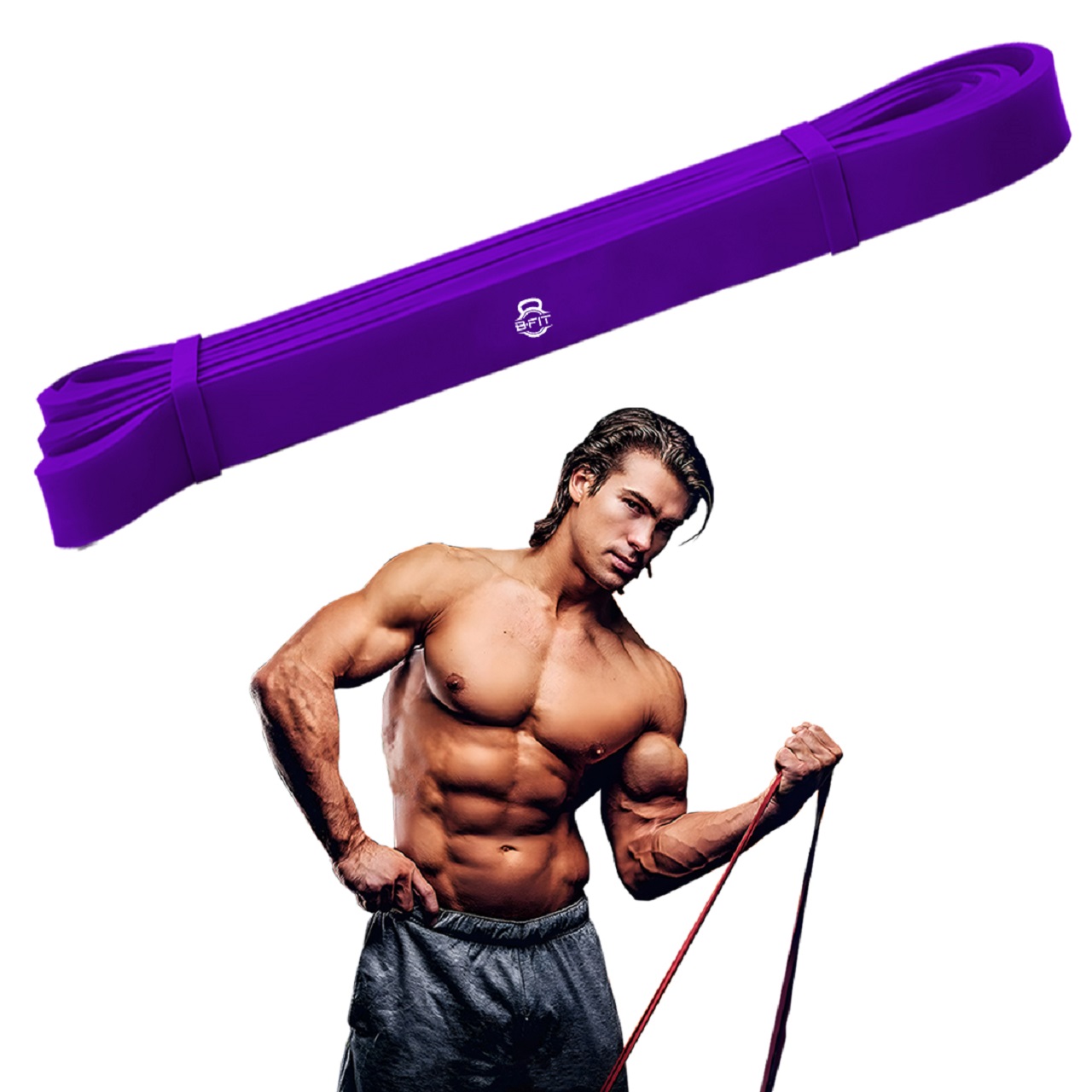 B FIT Super Heavy Pull Up Assist Bands - Heavy Duty Resistance Band Mobility Powerlifting Exercise Bands Stretching Resistance Training Purple 35-85 lbs
