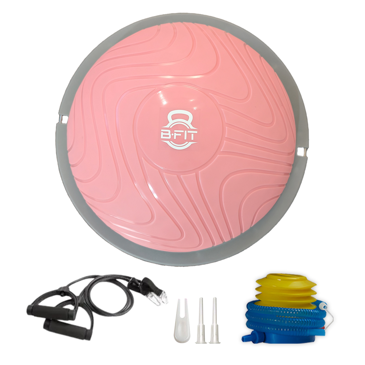 B Fit Balance Trainer Stability Half Ball 47 Cm with Pump - Improve Core and Ab Strength With Full Body Home Gym Workouts Or Fitness Training