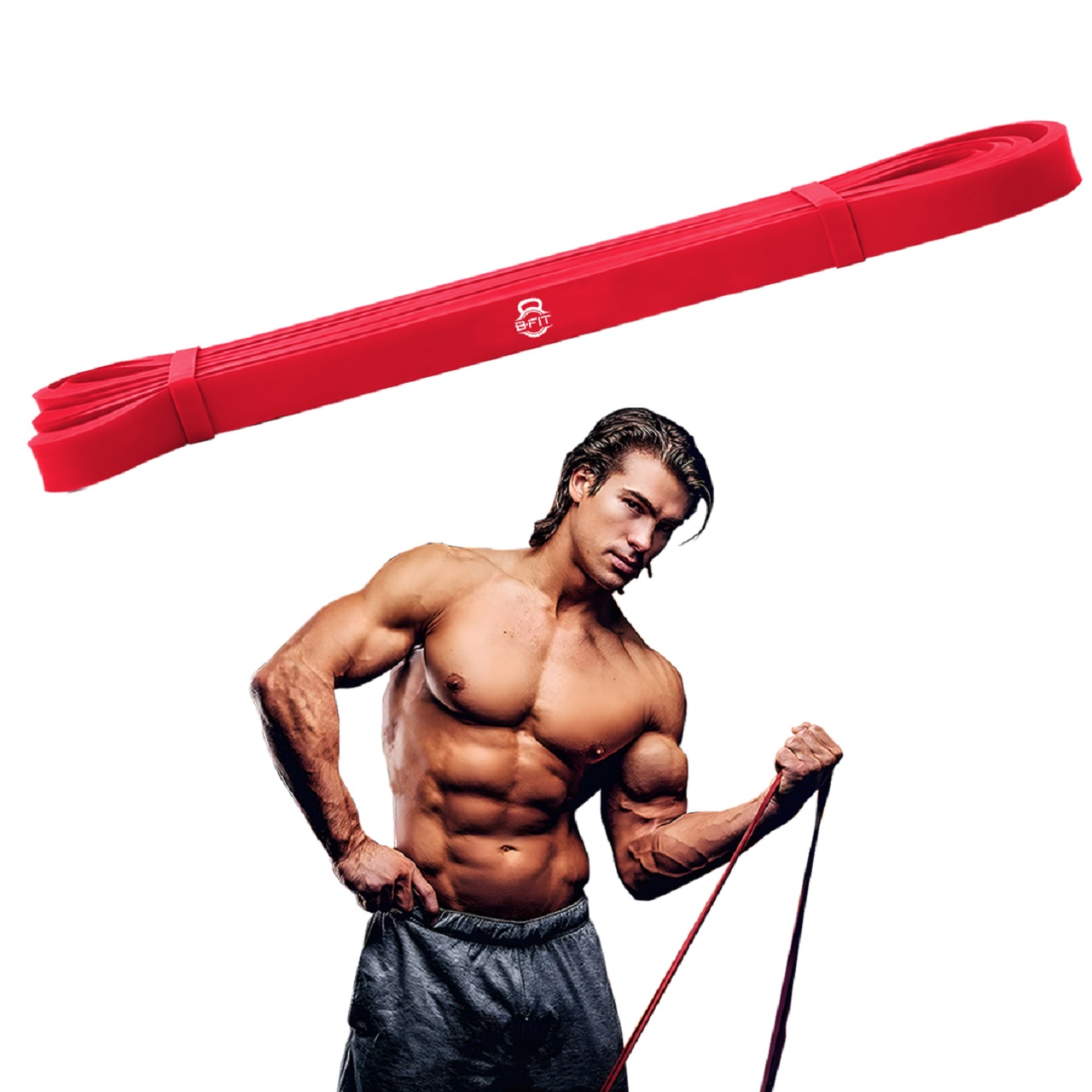 B FIT Super Heavy Pull Up Assist Bands - Heavy Duty Resistance Band Mobility Powerlifting Exercise Bands Stretching Resistance Training Red 15-35 lbs