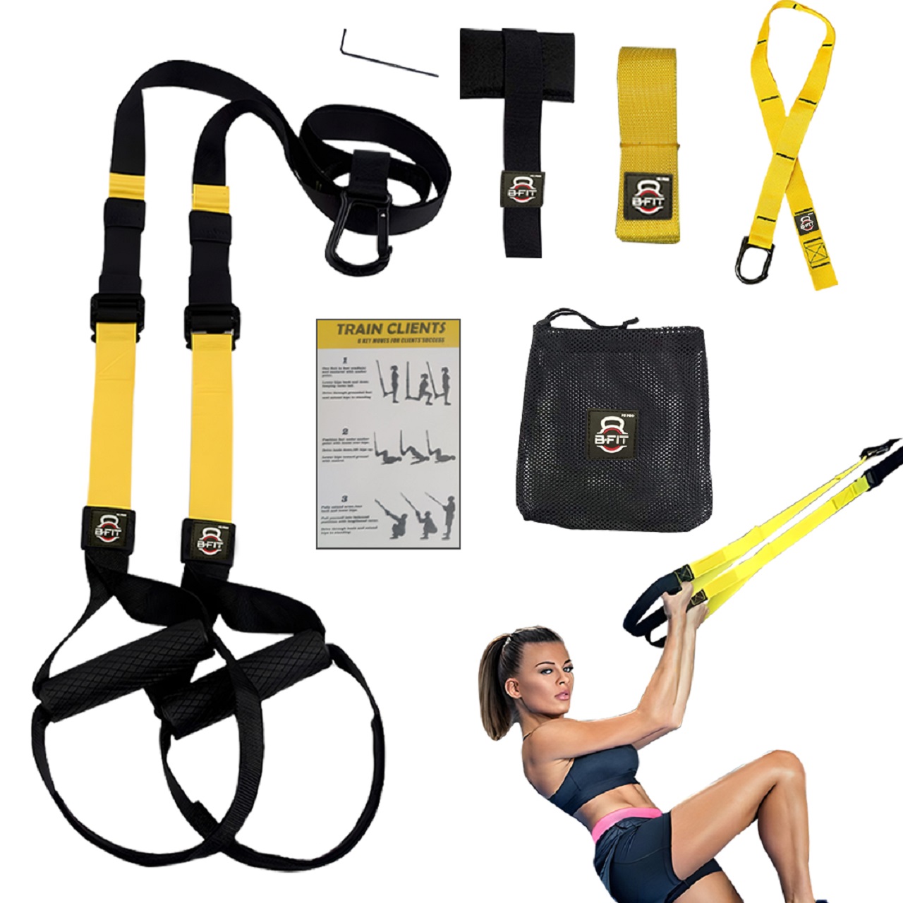 B Fit All-in-One Suspension Trainer - P3 Pro- Home-Gym System Kit