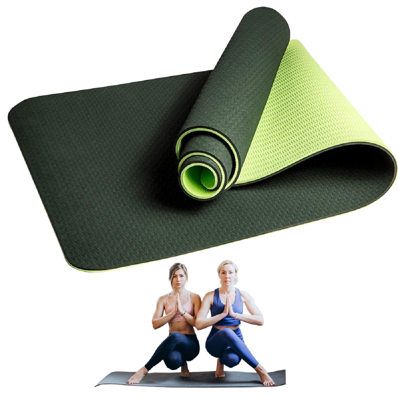 B Fit Premium TPE Yoga Mat Dark Green Color - Classic 6 MM Pro Yoga Mat Eco Friendly Non Slip Fitness Exercise Mat with Smart Carry Bag-Workout Mat for Yoga Pilates and Floor Exercises