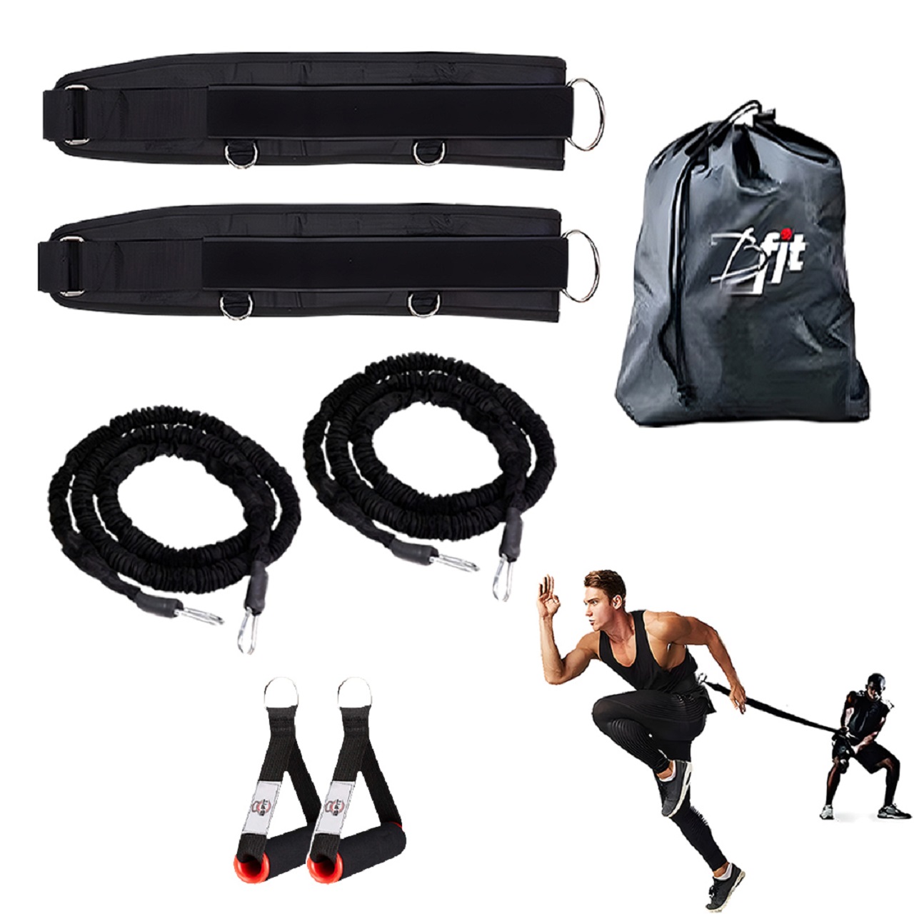 B FIT Resistance Bungee Band Running Training Bungee Workout Band Speed Strength Basketball and Football Equipment for Improving Strength Power and Agility