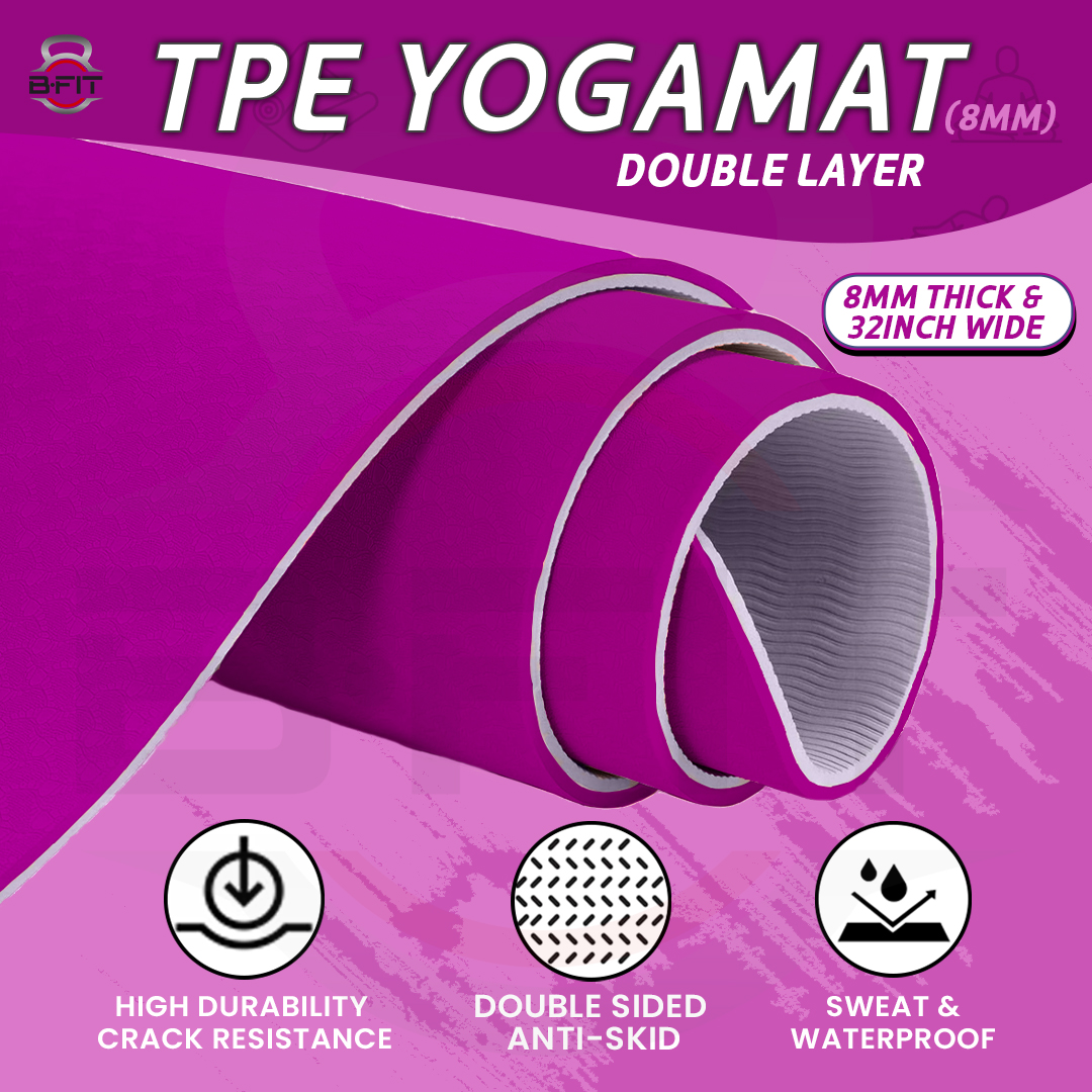 B Fit  Extra Wide 31x72 Inch 8 MM Thick Premium TPE Yoga Mat with Alignment Printed Green-Black  Color   - Classic Pro Yoga Mat Eco Friendly Non Slip Fitness Exercise Mat with Smart Carry Bag-Workout Mat for Yoga Pilates and Floor Exercises