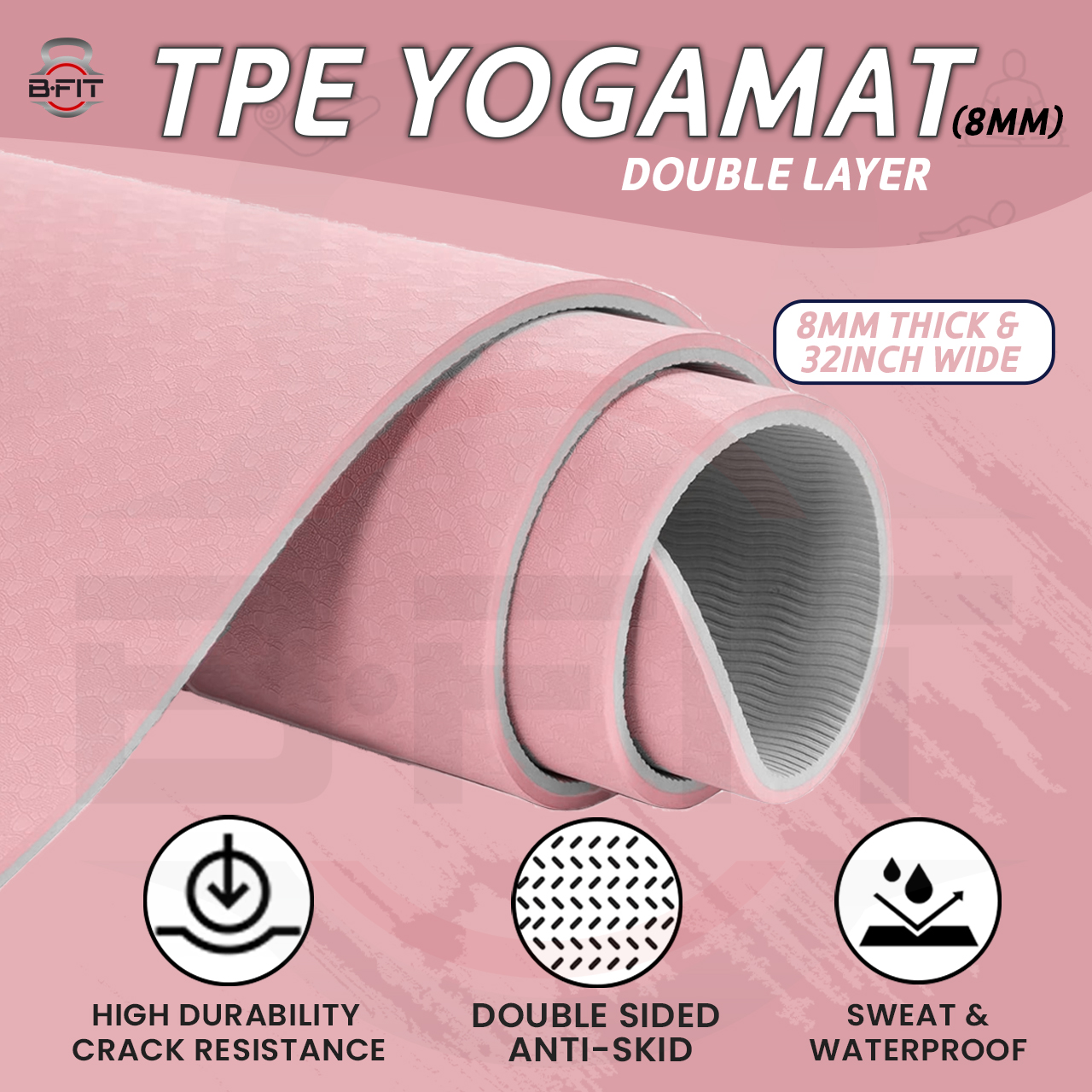 B Fit Extra Wide 31x72 Inch 8 MM Thick Premium TPE Yoga Mat with Alignment Printed Green-Black Color - Classic Pro Yoga Mat Eco Friendly Non Slip Fitness Exercise Mat with Smart Carry Bag-Workout Mat for Yoga Pilates and Floor Exercises