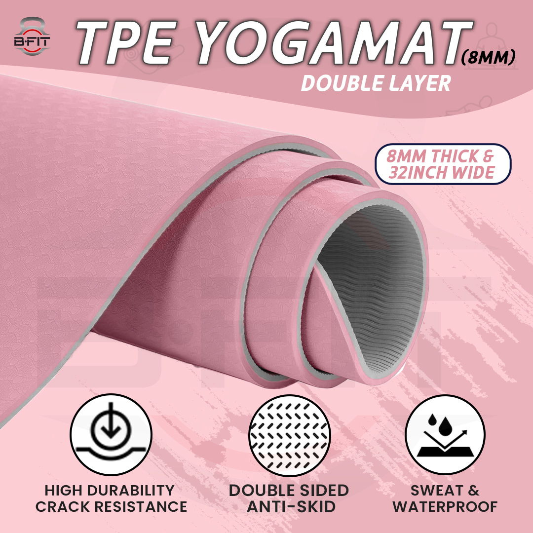 B Fit Extra Wide 31x72 Inch 8 MM Thick Premium TPE Yoga Mat with Alignment Printed Green-Black Color - Classic Pro Yoga Mat Eco Friendly Non Slip Fitness Exercise Mat with Smart Carry Bag-Workout Mat for Yoga Pilates and Floor Exercises