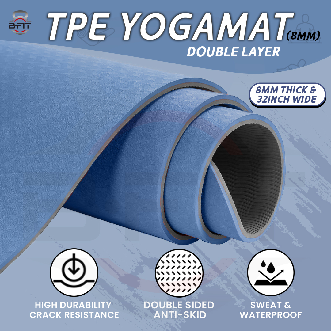 B Fit Extra Wide 31x72 Inch 8 MM Thick Premium TPE Yoga Mat with Alignment Printed Green-Black Color - Classic Pro Yoga Mat Eco Friendly Non Slip Fitness Exercise Mat with Smart Carry Bag-Workout Mat for Yoga Pilates and Floor Exercises