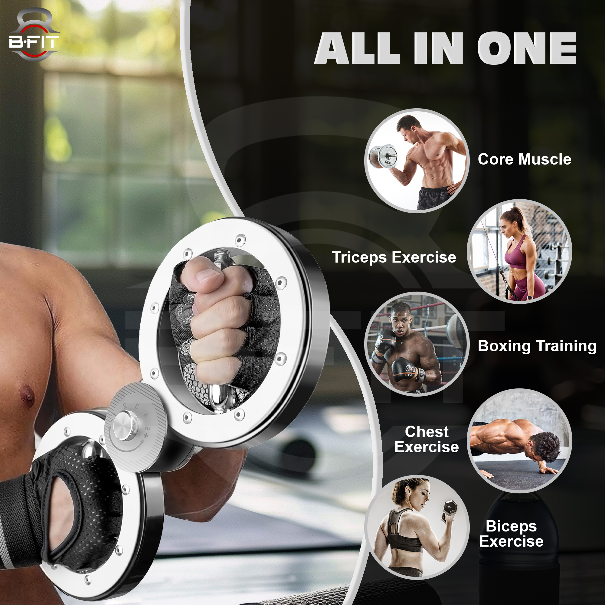 B Fit Rotating Burn Machine 12 LB Rotating Arm Machine 360 Degree Rotating Grips Multifunctional Spinning Burn Rotator Machine for Forearm Trainer Boxing Workouts Silver Brand B fit