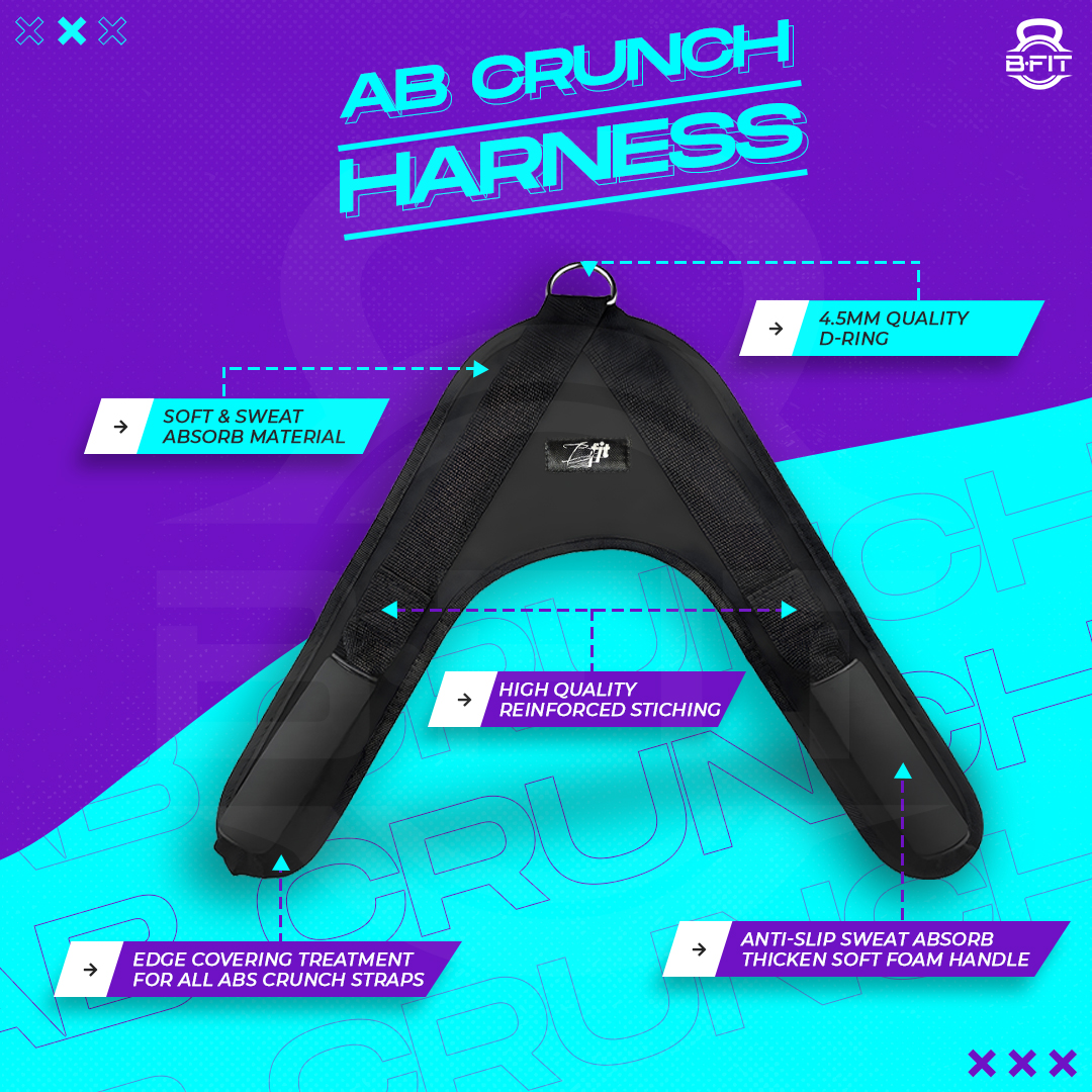 B Fit Ab Crunch Harness Cable Attachment Ab Exercise Cable Machine Gym Workout Abdominal Crunch Core Muscle Training Equipment