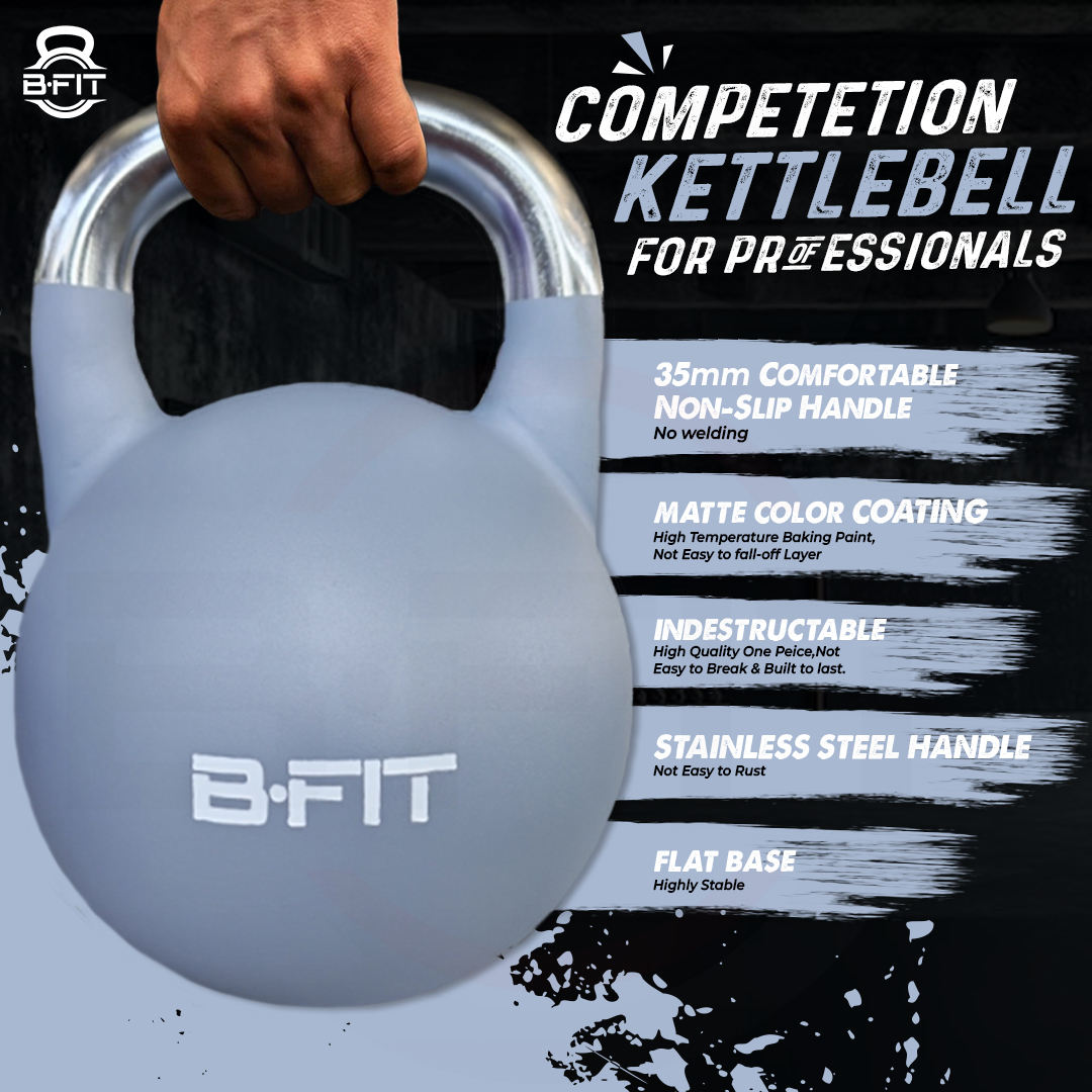 B Fit Matte Finish Competition Kettlebell 20 Kg Weight Workout Gym Equipment and Strength training sets for Women and Men for Home Gym - Suitable for Repetition Workouts