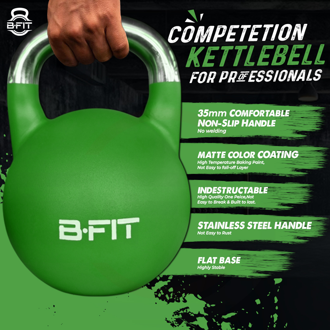 B Fit Matte Finish Competition Kettlebell 28 Kg Weight Workout Gym Equipment and Strength training sets for Women and Men for Home Gym - Suitable for Repetition Workouts