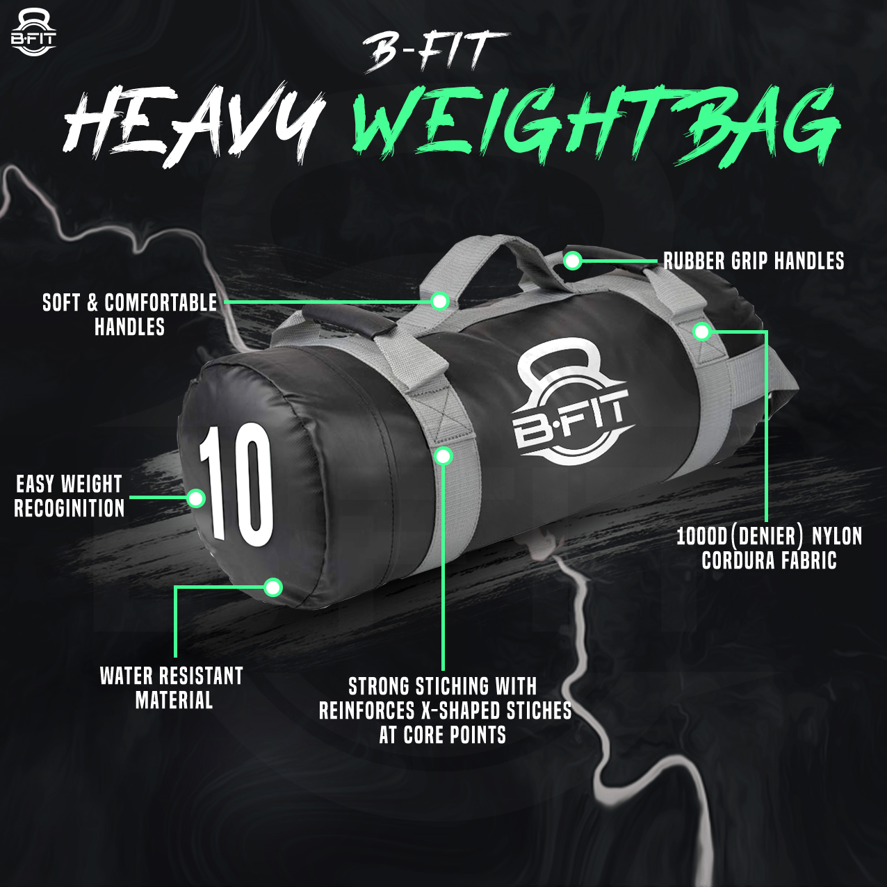 B Fit Ultimate Heavy Duty Workout Sandbag 10 Kgs for Training Exercise Cross Fit Workouts with an Extreme Sandbag Workout Sandbag Training Builds Strength and Muscle for Fast Results