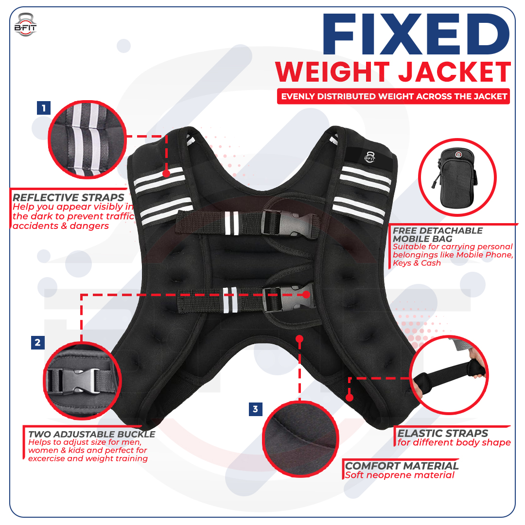 B Fit Weighted Vest Fixed Weight 510 Kg for Workout Strength Training Running Fitness Muscle Building Weight Loss Weightlifting