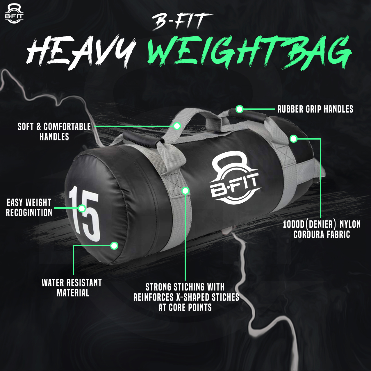 B Fit Ultimate Heavy Duty Workout Sandbag 15 Kgs for Training Exercise Cross Fit Workouts with an Extreme Sandbag Workout Sandbag Training Builds Strength and Muscle for Fast Results