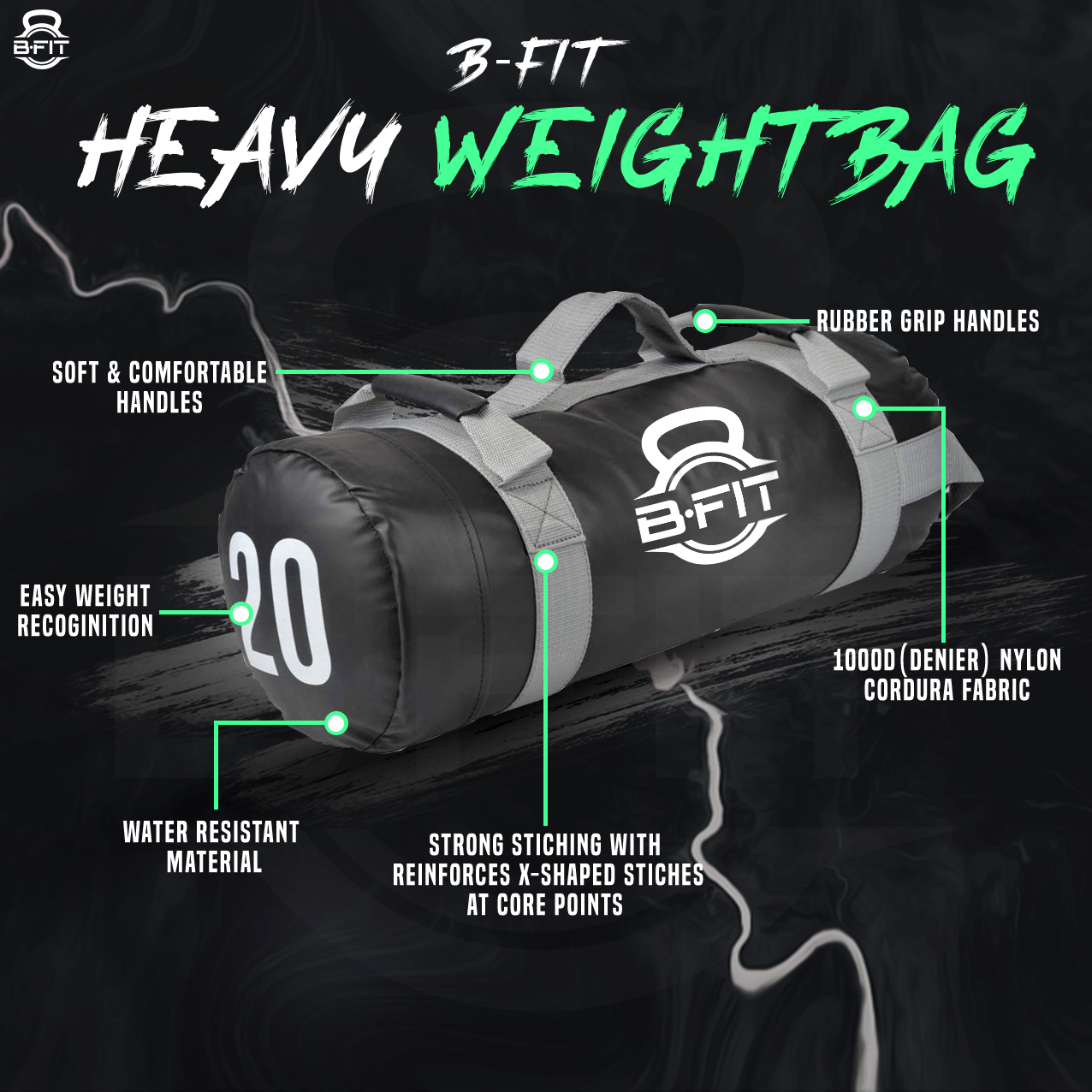 B Fit Ultimate Heavy Duty Workout Sandbag 20 Kgs for Training Exercise Cross Fit Workouts with an Extreme Sandbag Workout Sandbag Training Builds Strength and Muscle for Fast Results