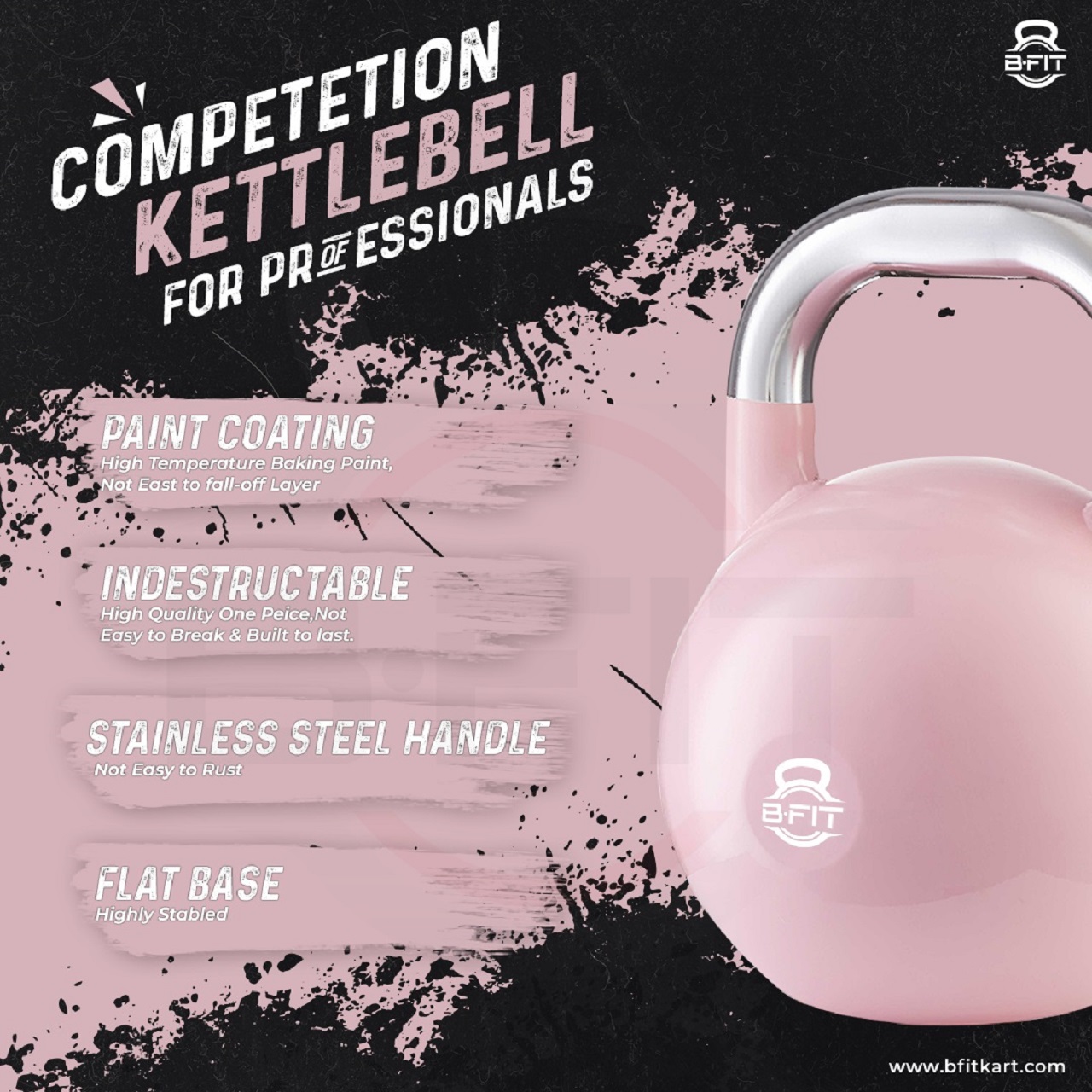 B Fit Competition Kettlebell 8 KG Professional Grade Kettlebell for Fitness Weightlifting Core Training