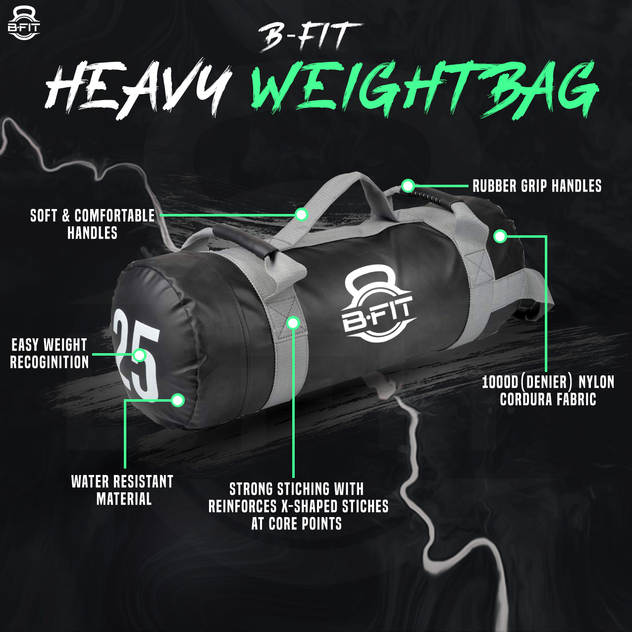 B Fit Ultimate Heavy Duty Workout Sandbag 25 Kgs for Training Exercise Cross Fit Workouts with an Extreme Sandbag Workout Sandbag Training Builds Strength and Muscle for Fast Results