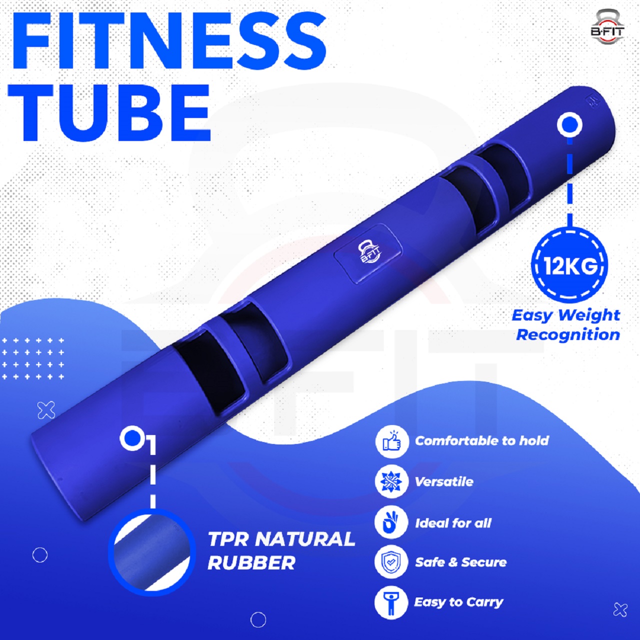 B FIT ViPR Fitness Tube Functional Training Rubber VIPR Weight Bar 12 Kg