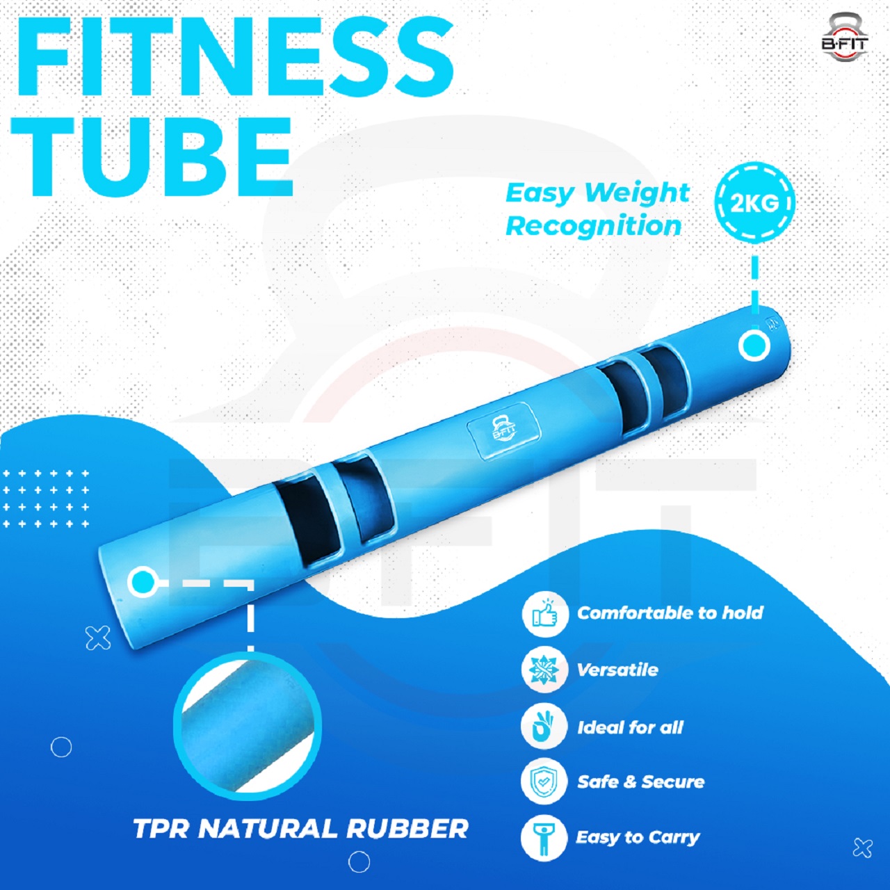 B Fit ViPR Fitness Tube Functional Training Rubber VIPR Weight Bar 2 Kg