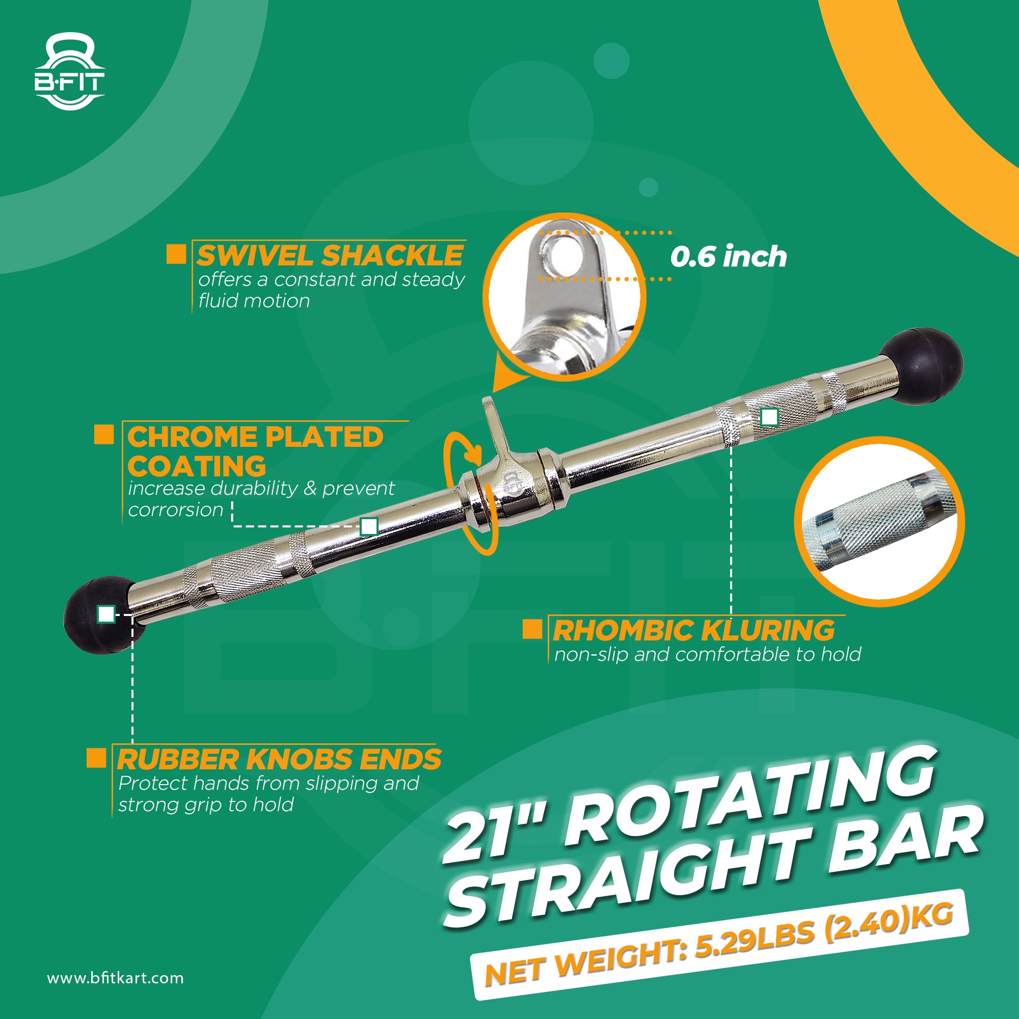B fit Solid Steel Lat Bar 21 Inch
