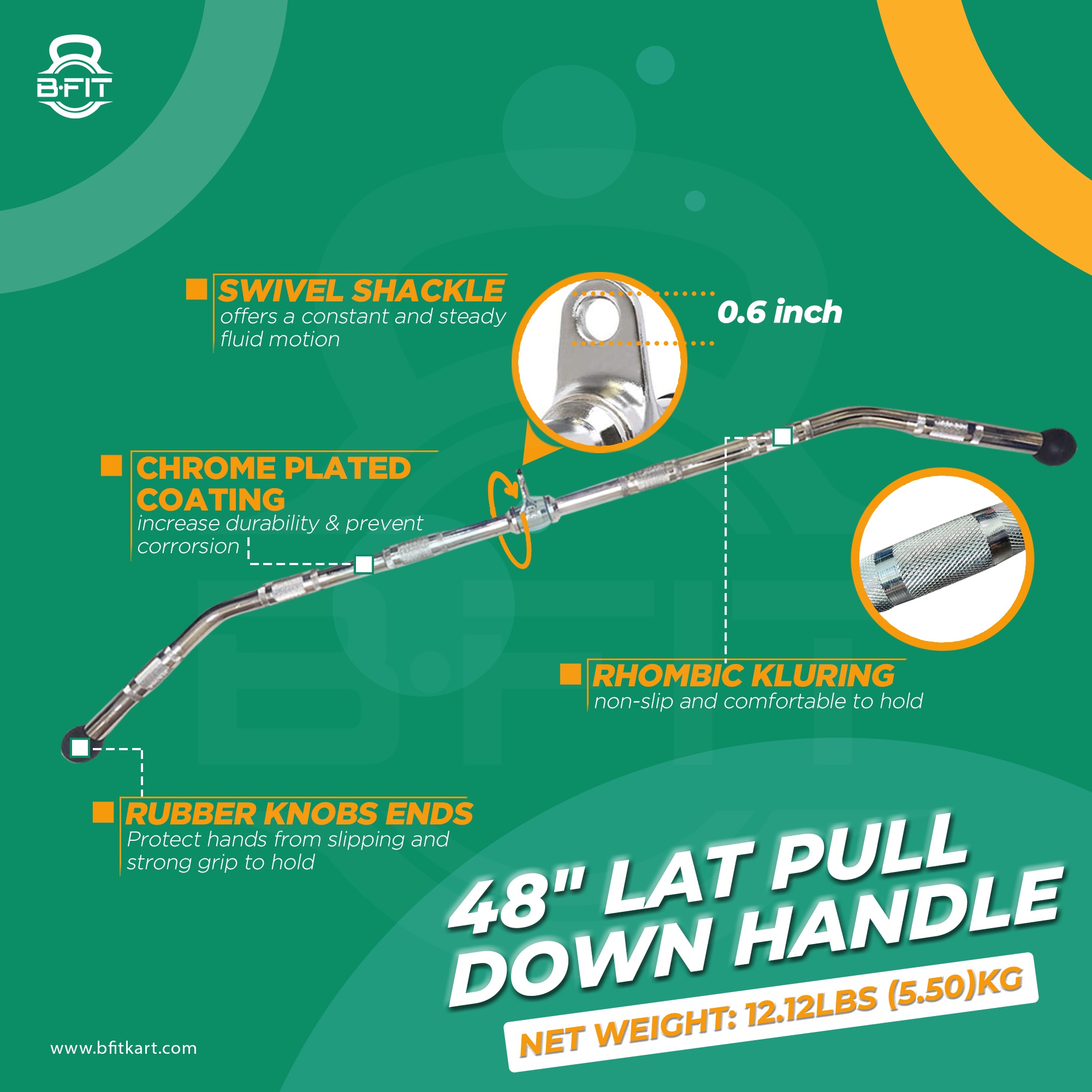 B fit Solid Steel Lat Bar 48 Inch