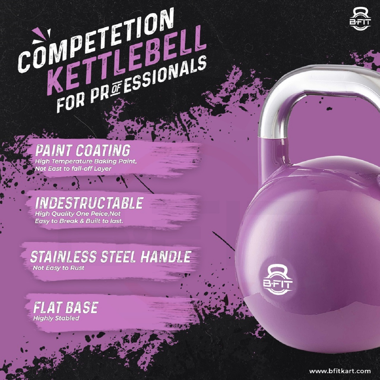 B Fit Competition Kettlebell 20 KG Professional Grade Kettlebell for Fitness Weightlifting Core Training